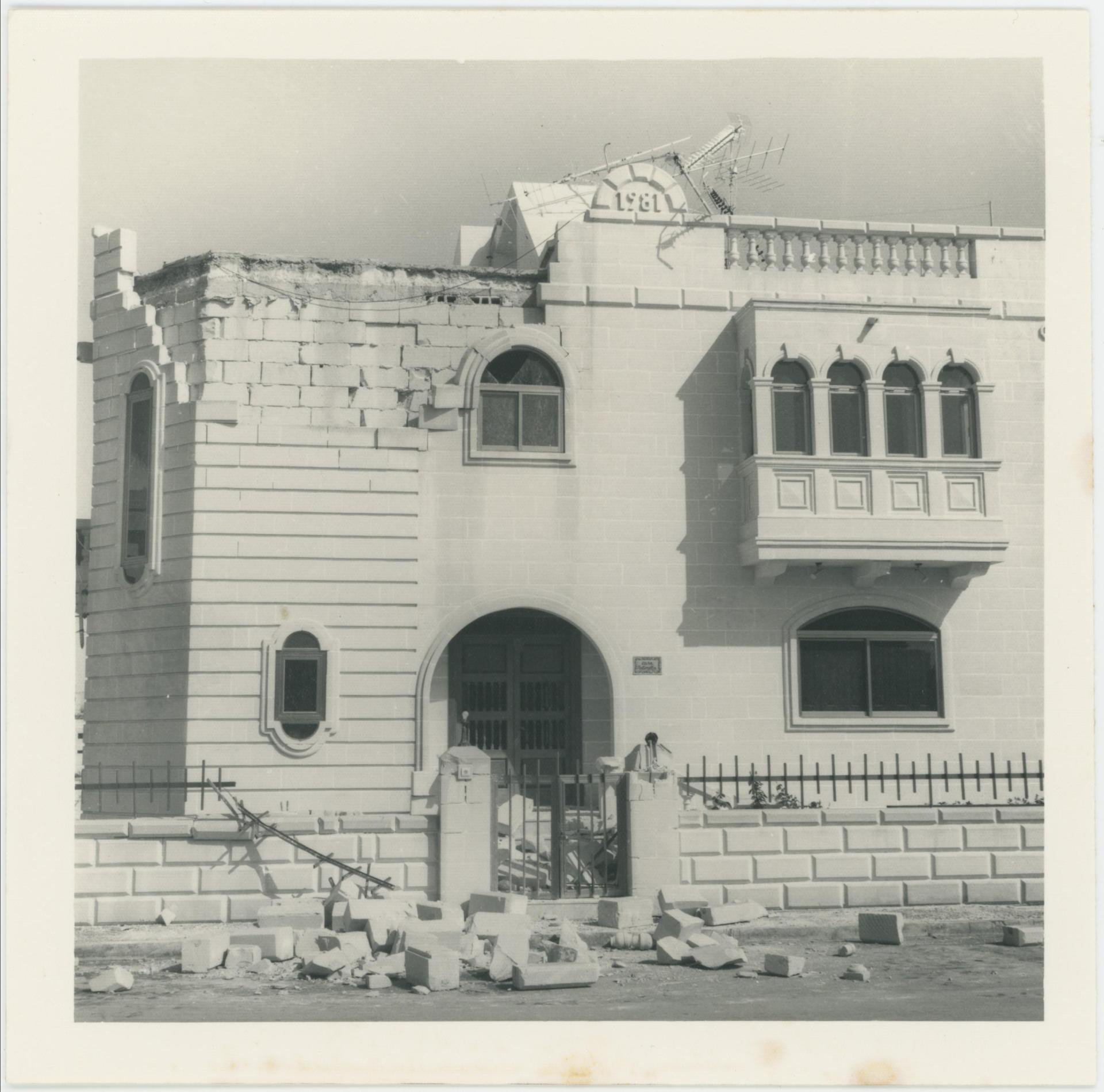 October 11, 1982: A home affected by the storm in Wignacourt Street, Birkirkara. It was built the year before. Photo: The National Archives of Malta