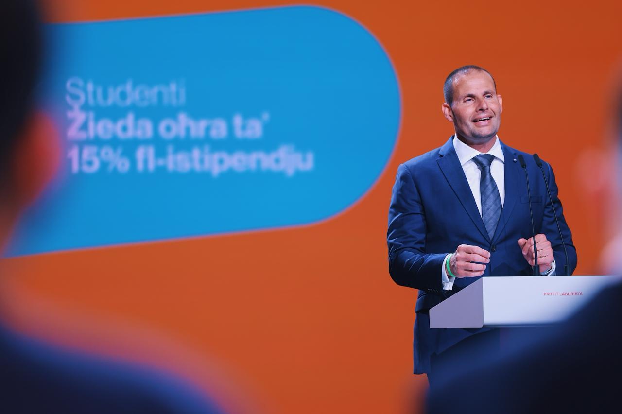 Robert Abela speaking at the Wednesday morning press conference. Photo: PL