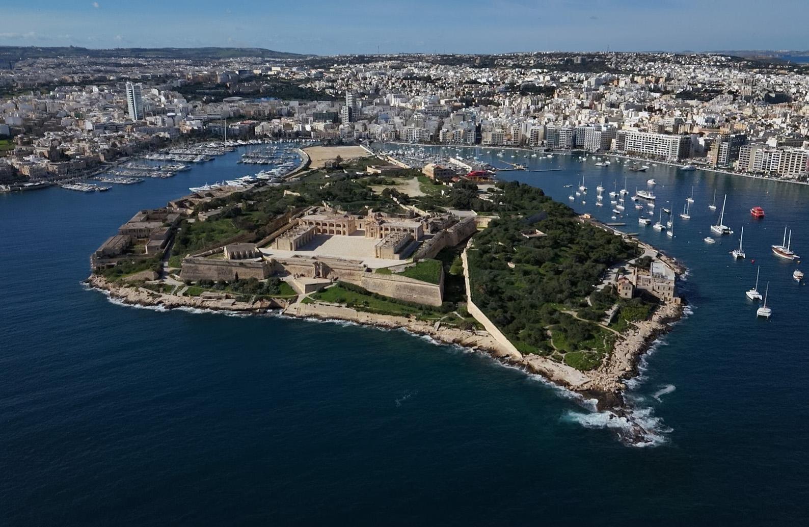 A drone shot of Manoel Island. Photo: Matthew Mirabelli.