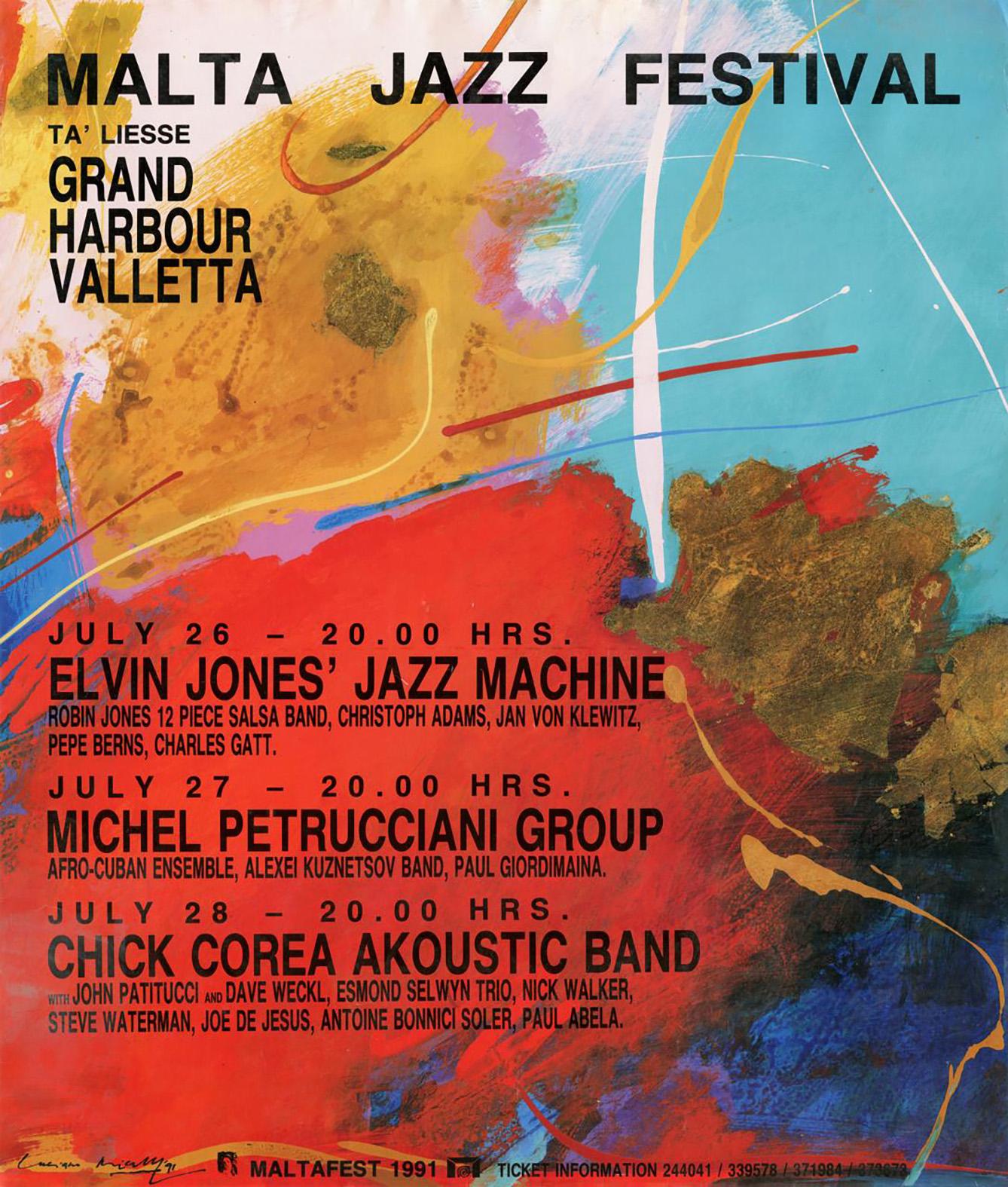 First Malta Jazz Festival poster. Painting by Luciano Micallef