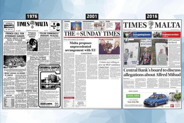 June 24: The front page of Times of Malta 10, 25 and 50 years ago