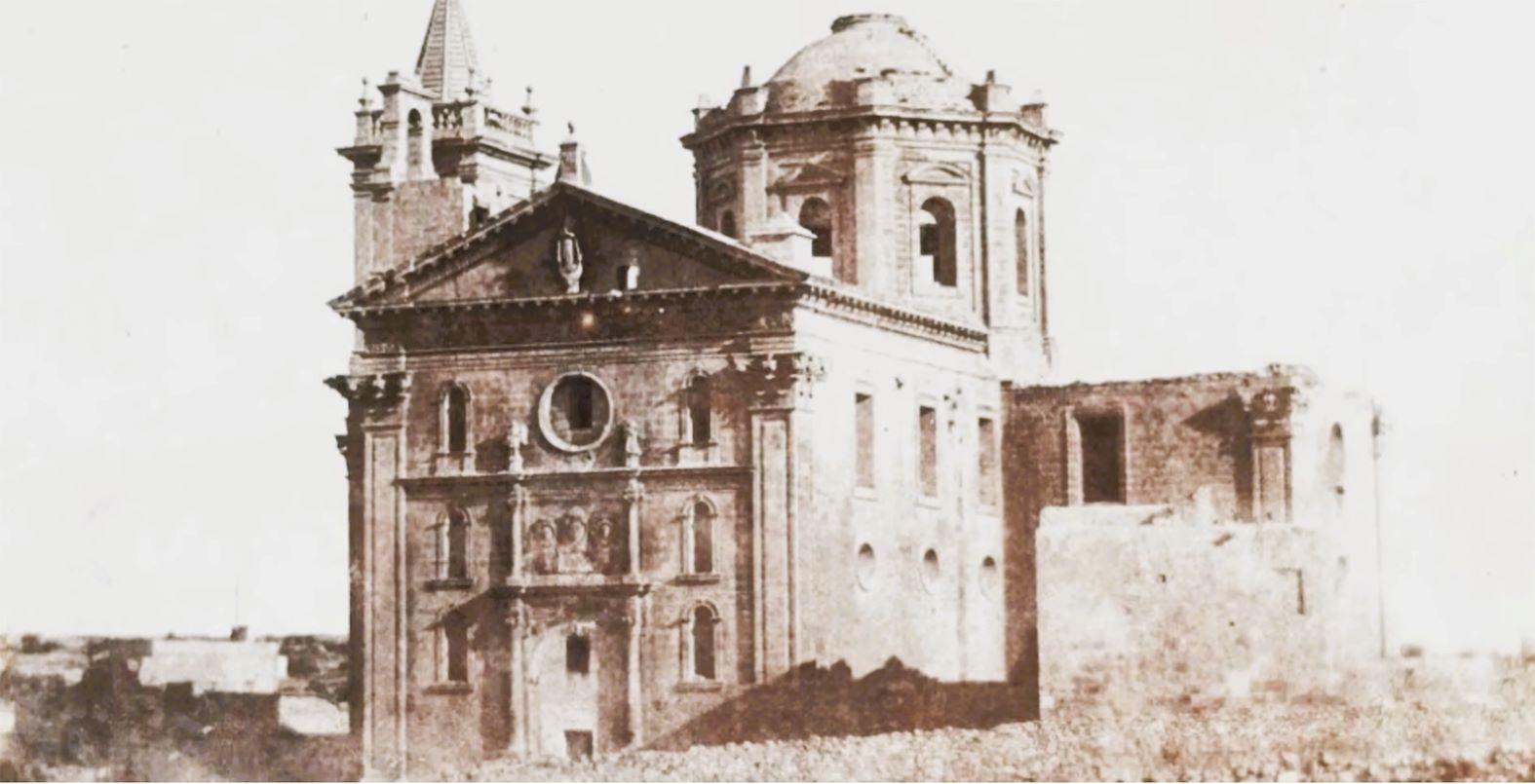 An 1846 photograph of the old Birkirkara parish church, built by Don Filippo Borg.