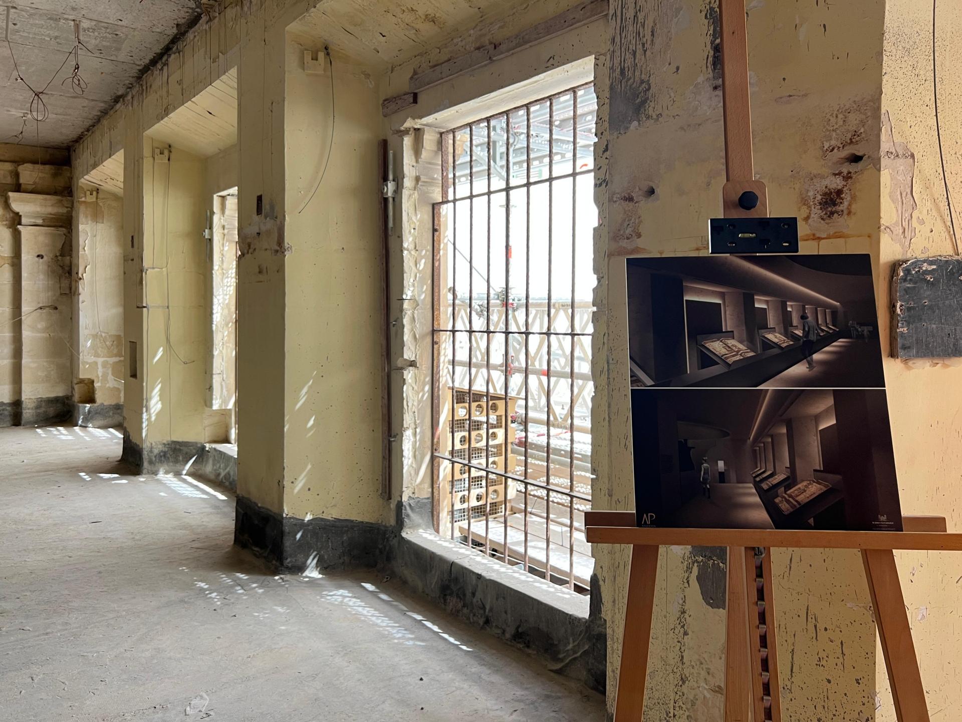 Renders on display of what the planned museum will look like. Photo: Chris Sant Fournier