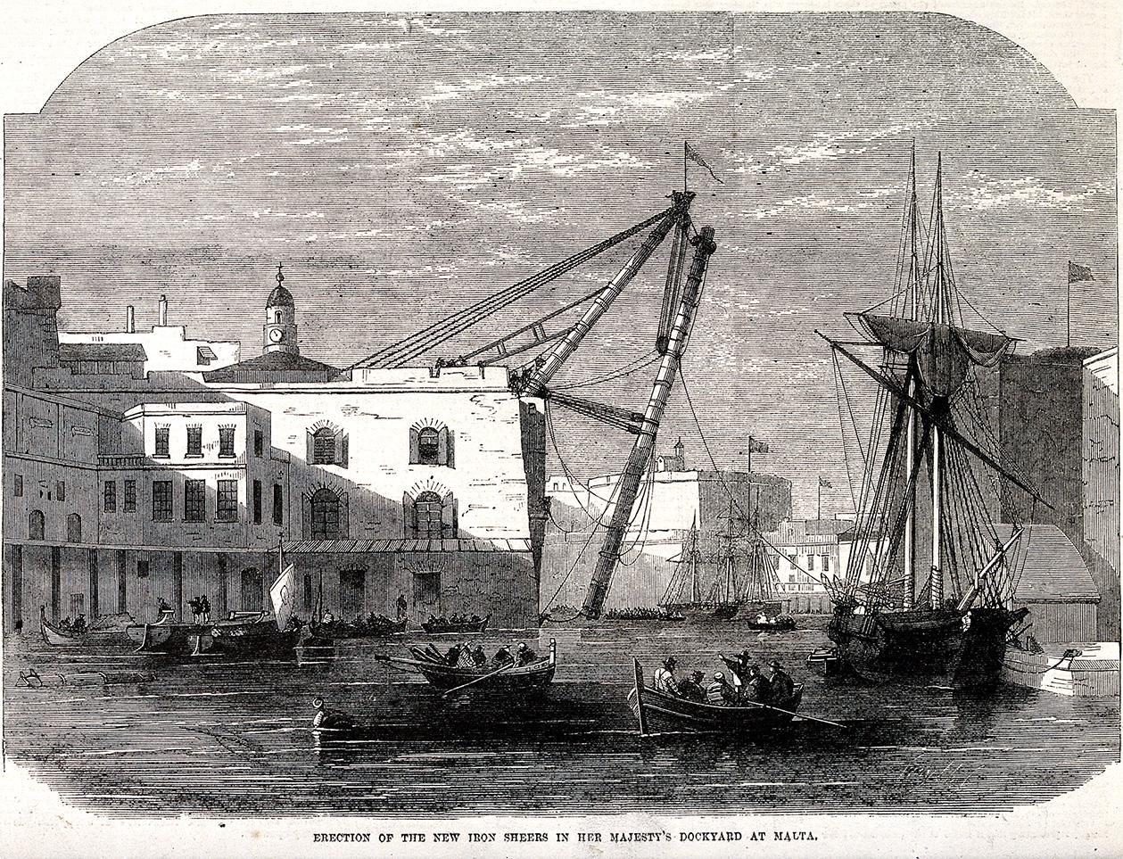 The Maċina, Grand Harbour, 1880s engraving.