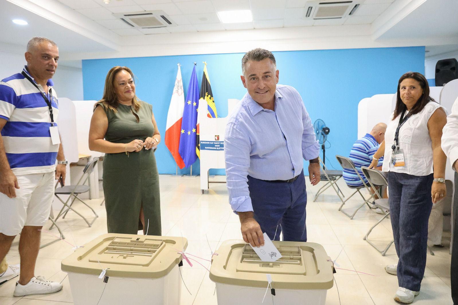 Bernard Grech voting Saturday in Tarxien. Photo: PN.