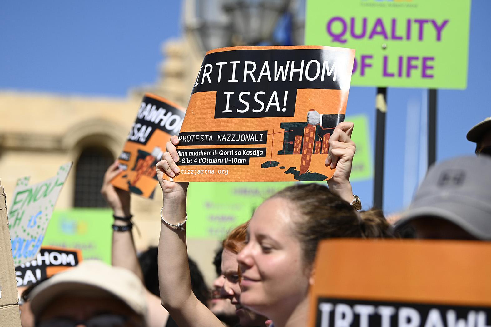 Protestors calling for the controversial planning bills to be withdrawn. File photo: Matthew Mirabelli