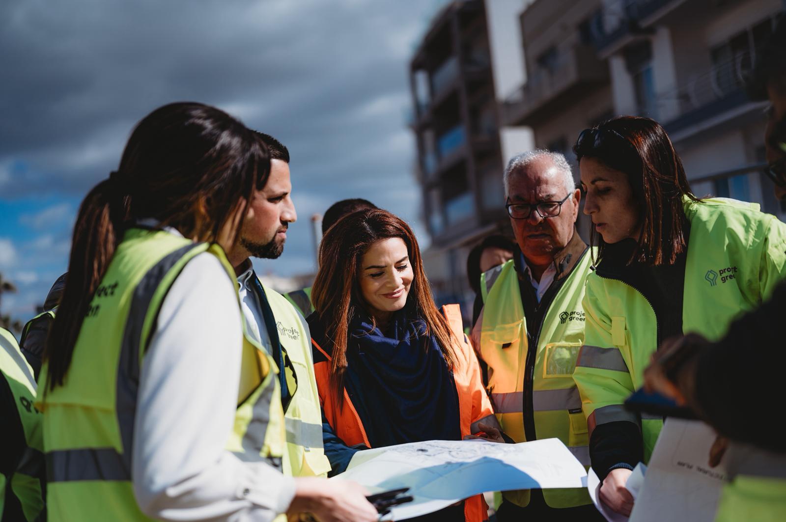 Environment minister Miriam Dalli looking at plans. Photo: Environment ministry
