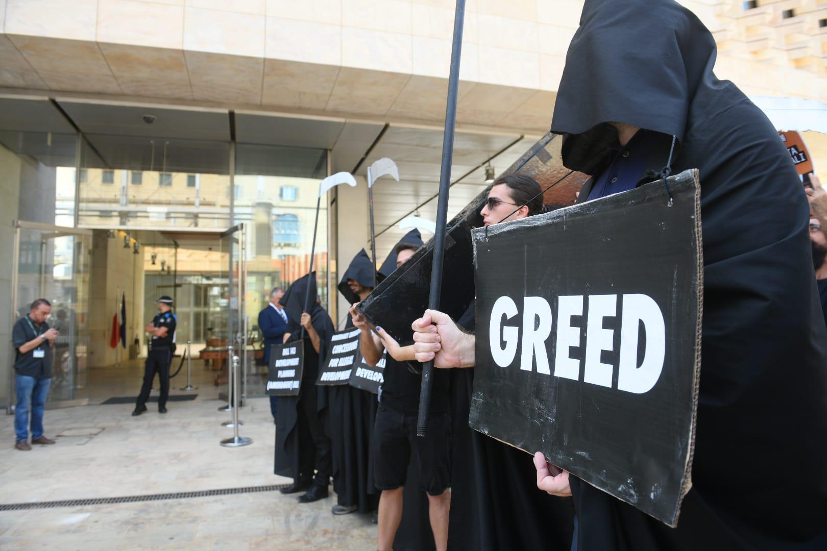 Grim Reaper protest greets MPs over the controversial planning bills in September.