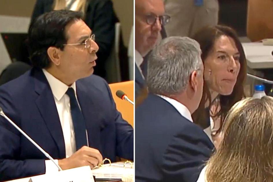 Danny Danon and Vanessa Frazier clash during the UN meeting.