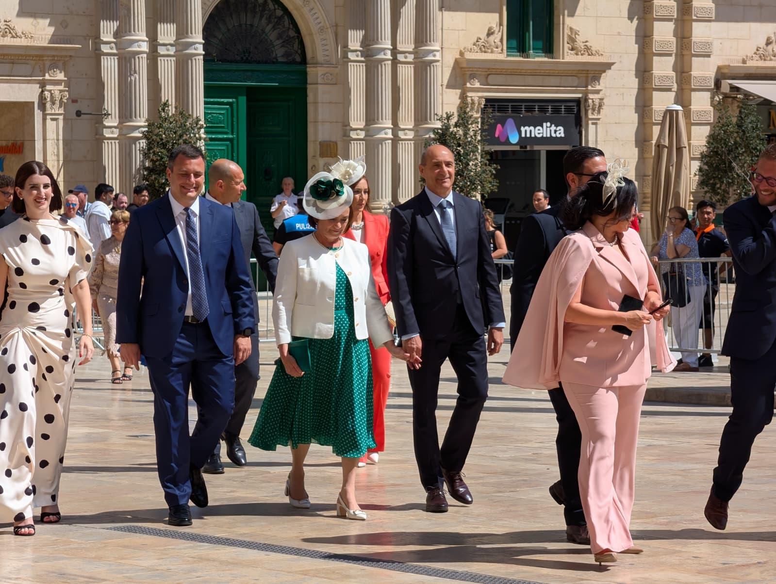 MPs enter parliament. Among them are ministers Byron Camilleri and Chris Fearne. Photo: Chris Sant Fournier