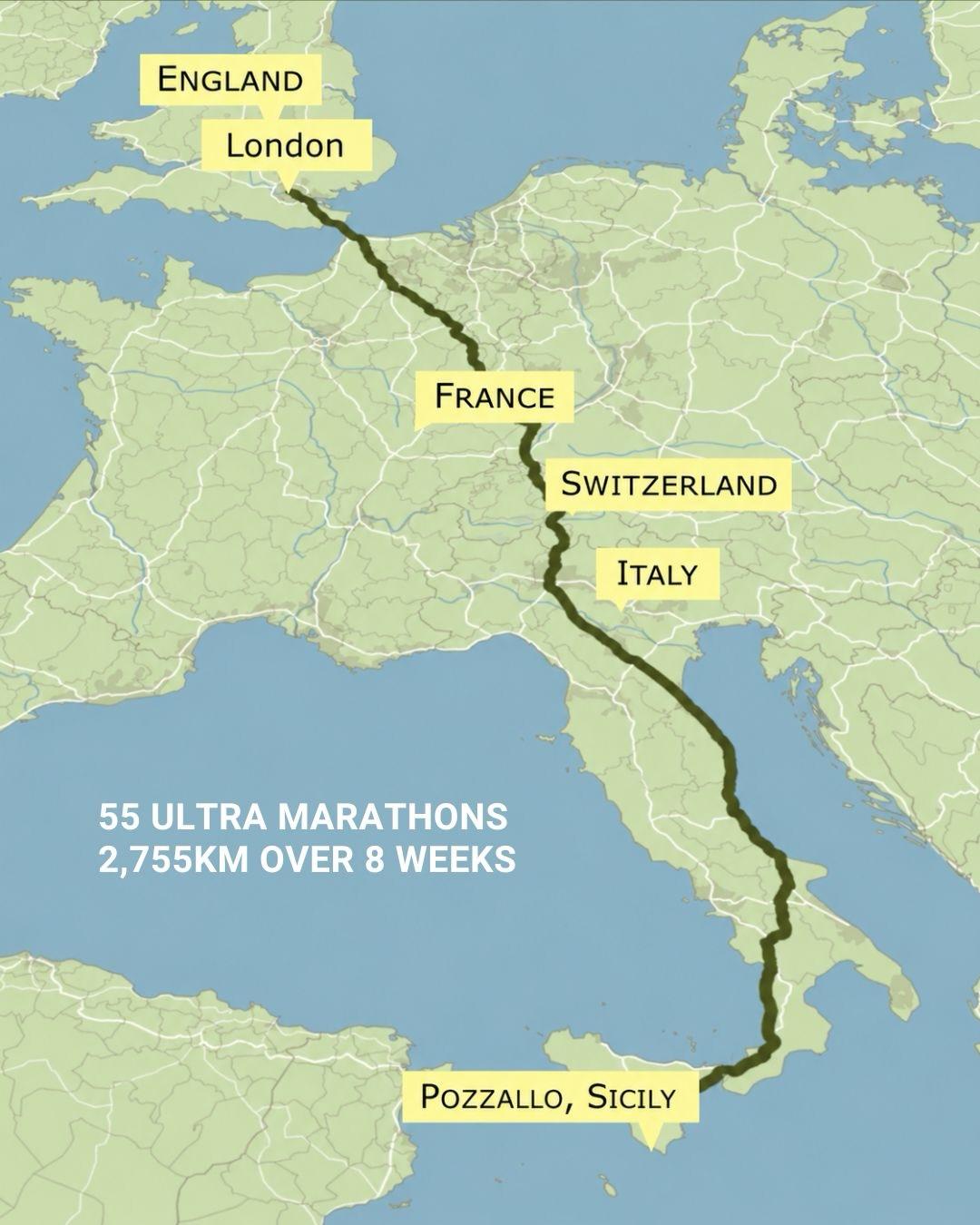 In 51 days, Zach ran in four different countries, in different terrains and weather. Photo: HomeBound