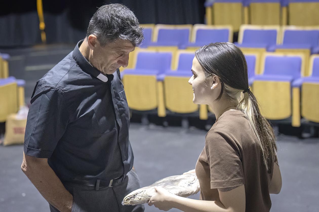 Peter Galea and Alexia Micallef during rehearsals for <em>Ċama Ċama</em> at <em>Spazju Kreattiv</em>. Photo: Elisa von Brockdorff