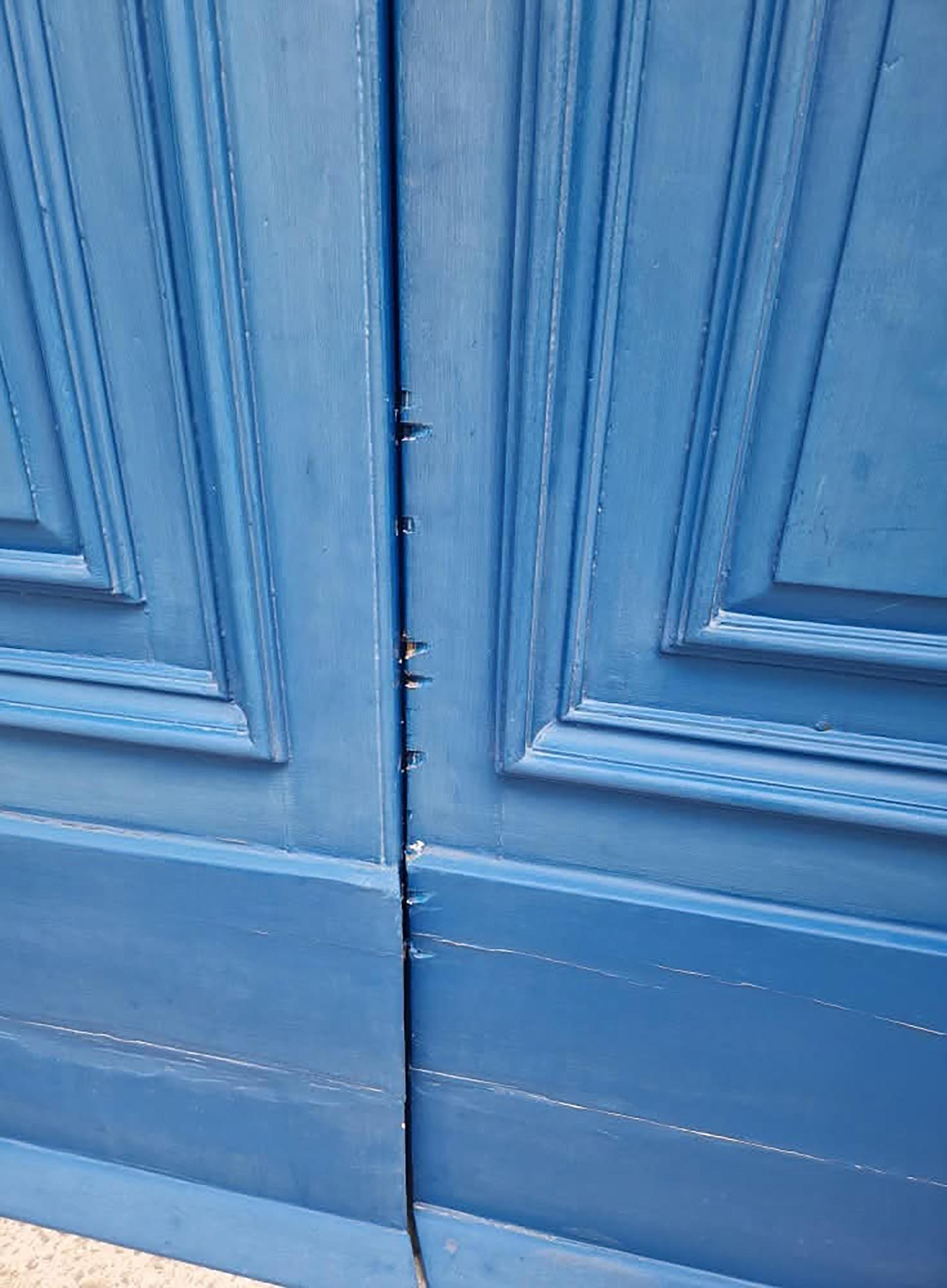 Damage to a front door of a Sliema residence targeted by burglars.