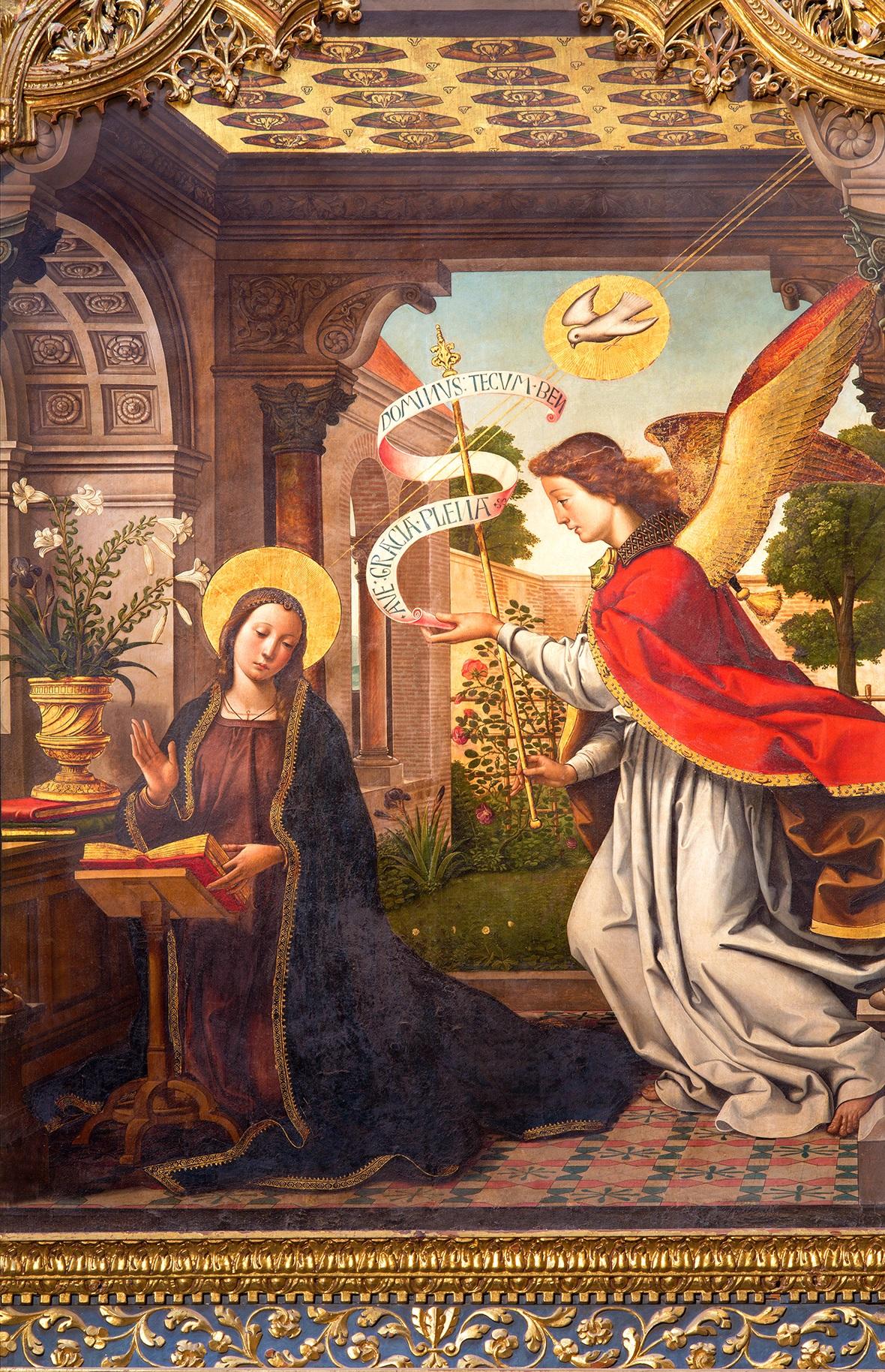The painting of 'The Annunciation' on the main altar of Avila Spain&rsquo;s Catedral de Cristo Salvador by Juan de Borgona. Photo: Shutterstock.com