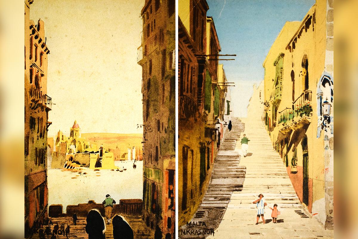 Senglea. Right: Street of Steps.