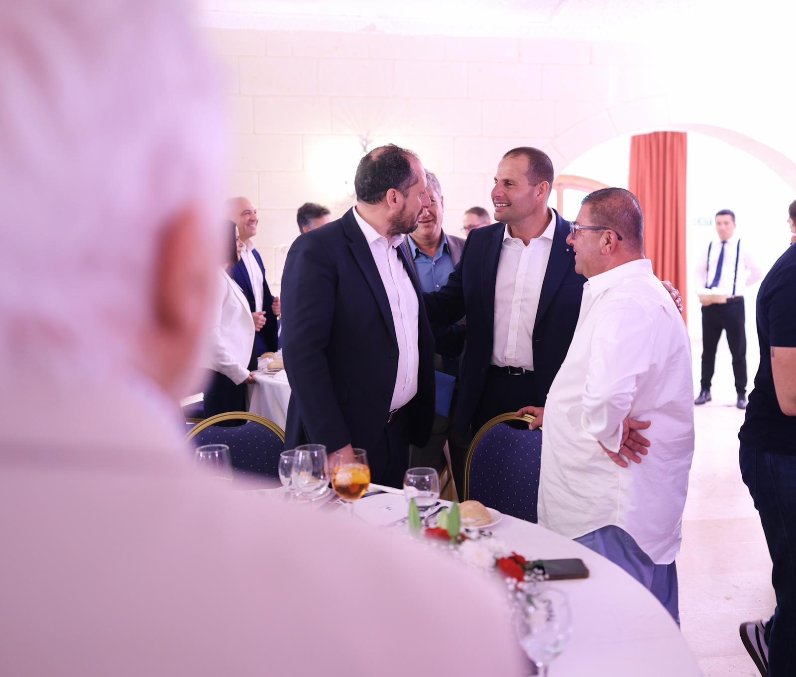 Robert Abela meeting the business community in Gozo ahead of the PL rally in Xagħra. Photo: PL