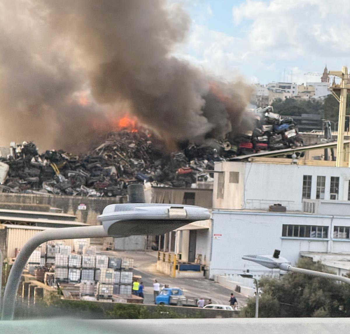The fire broke out at a Marsa scrapyard.