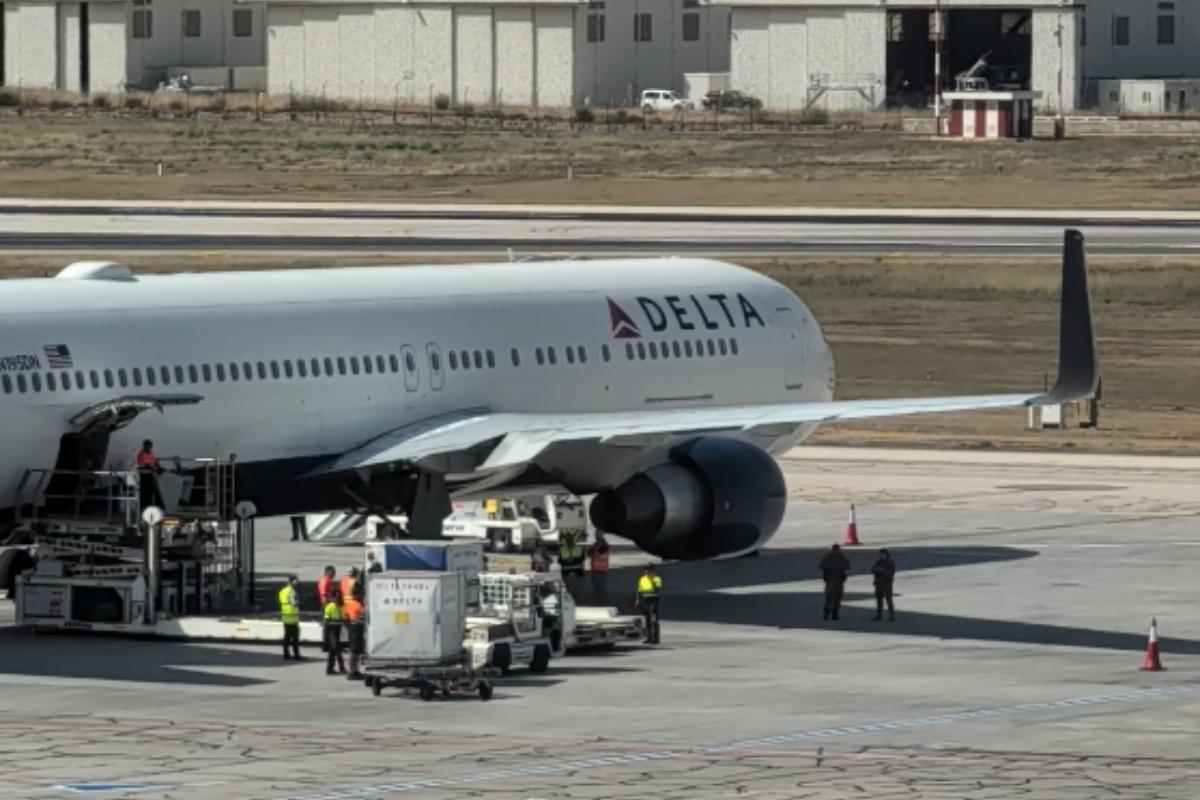 The Delta Airlines flight touched down in Malta shortly before the scheduled arrival time of 8.20am. Photo: Chris Sant Fournier.