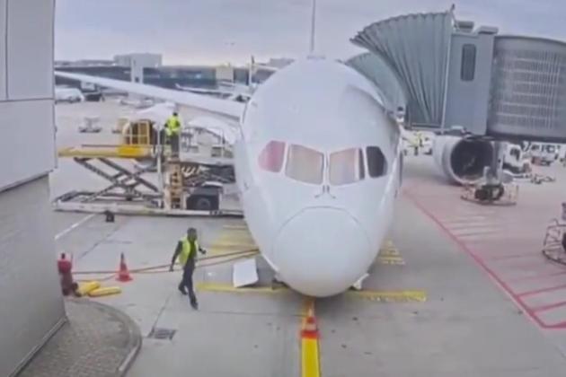 Lufthansa Boeing jet tips onto its nose at German airport, staff injured