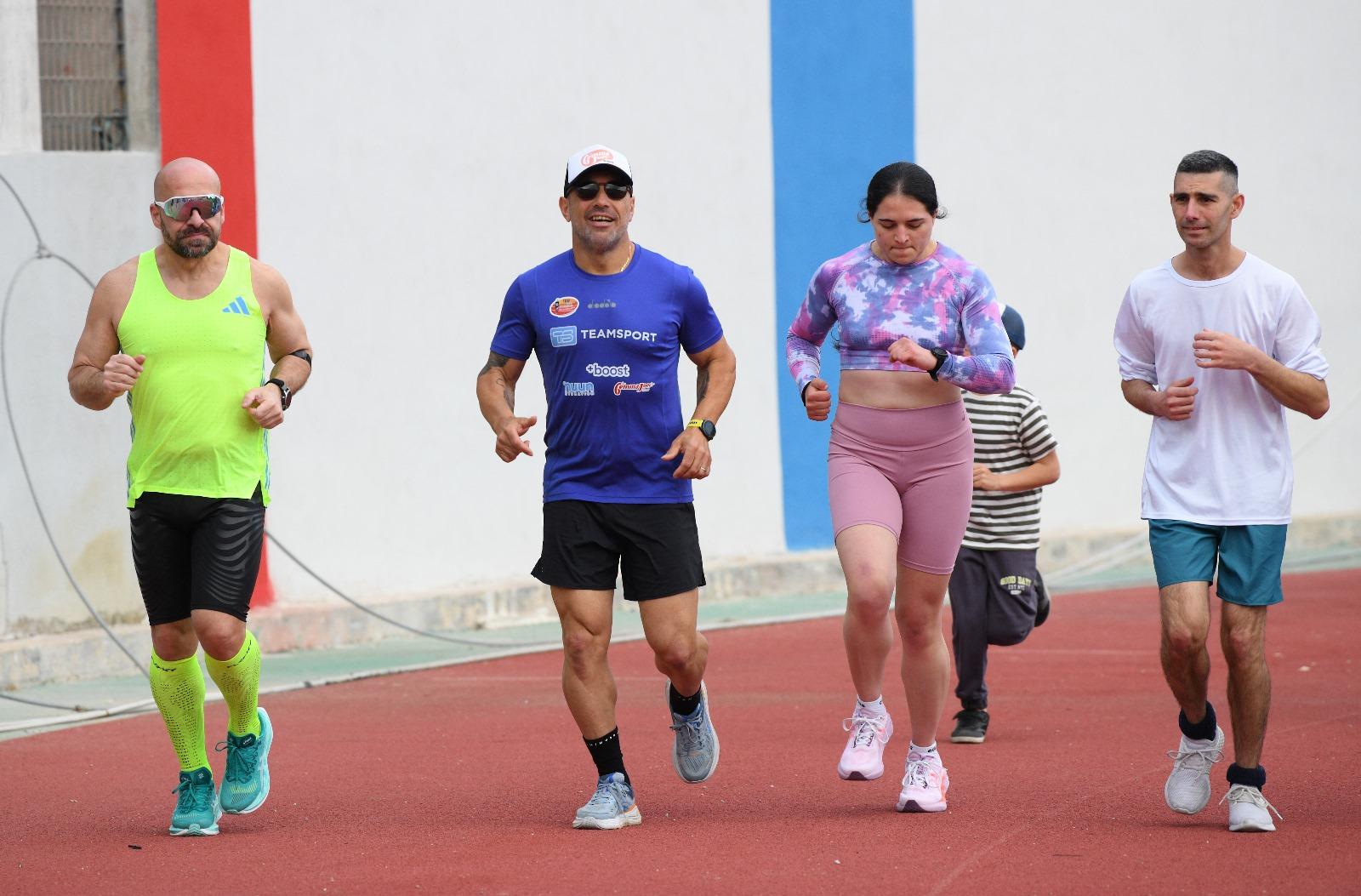 Mifsud just as he started his challenge was joined by friends. Photo: Matthew Mirabelli