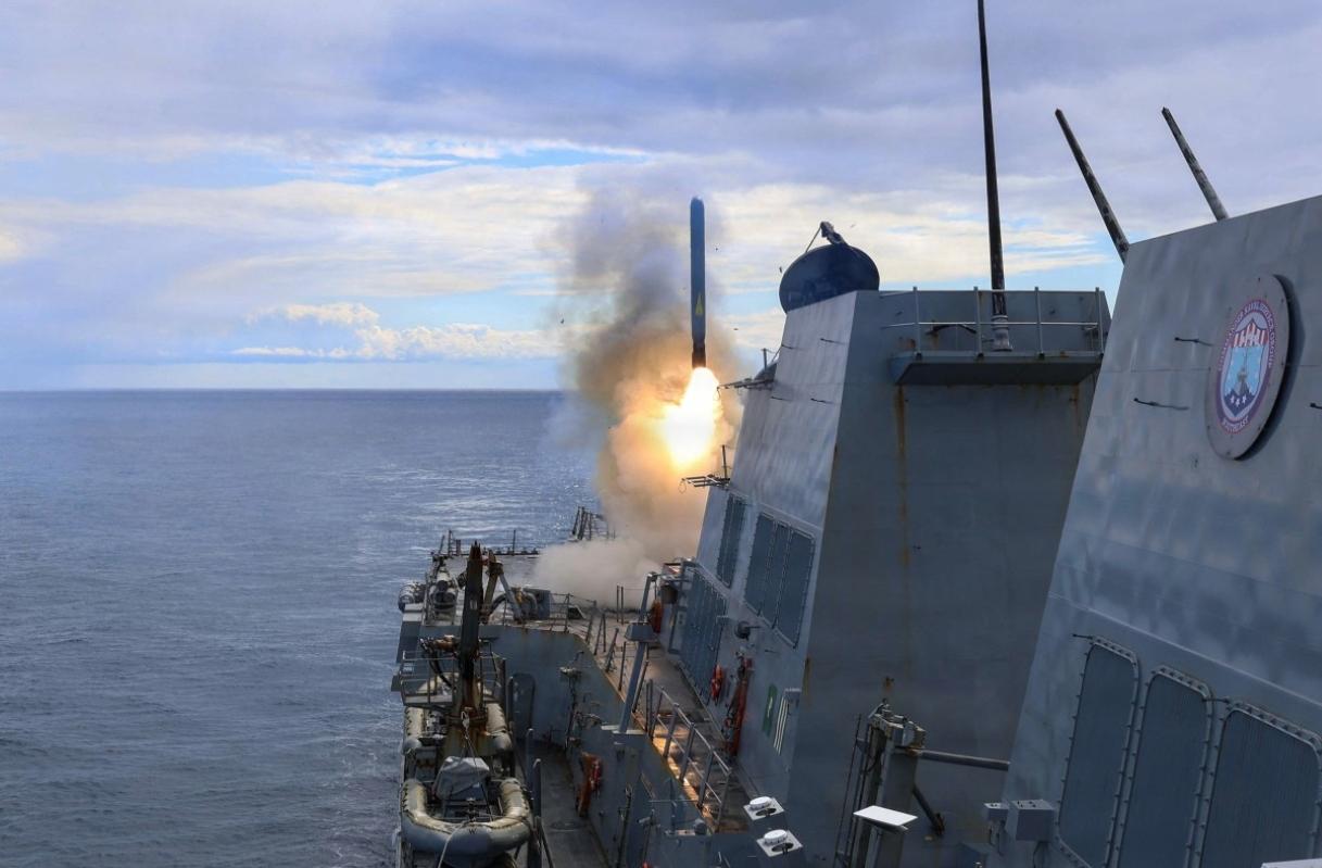 USS Thomas Hudner fires a Tomahawk land attack missile in support of Operation Epic Fury from an undisclosed location. Photo: US CENTRAL COMMAND (CENTCOM) / AFP.
