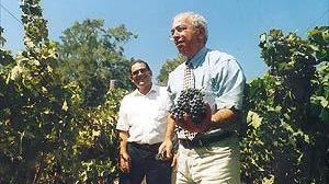 Ninu Zammit, then Agriculture Minister, inspects a vineyard in 2002.