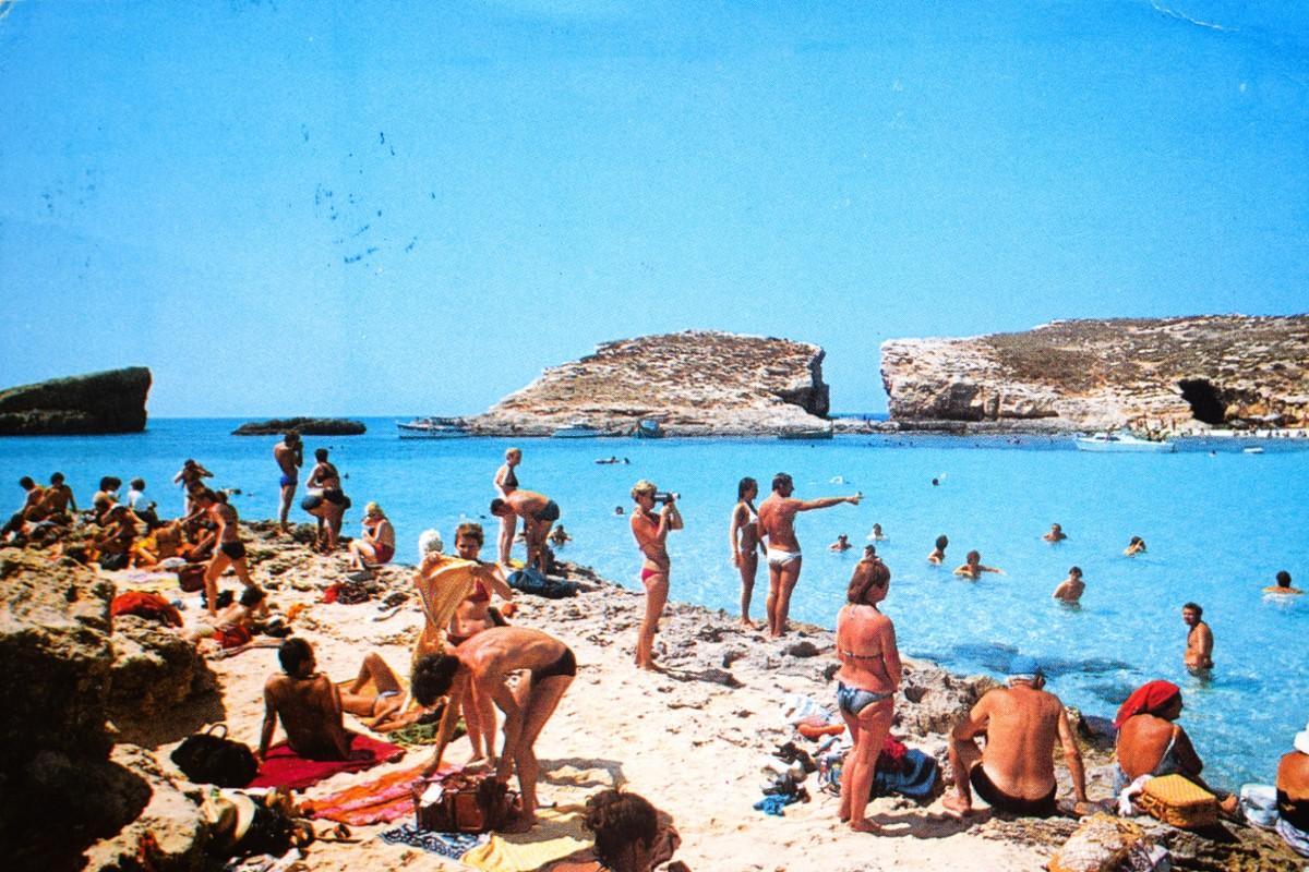 The Blue Lagoon, Kemmuna, in an early Perfecta postcard.