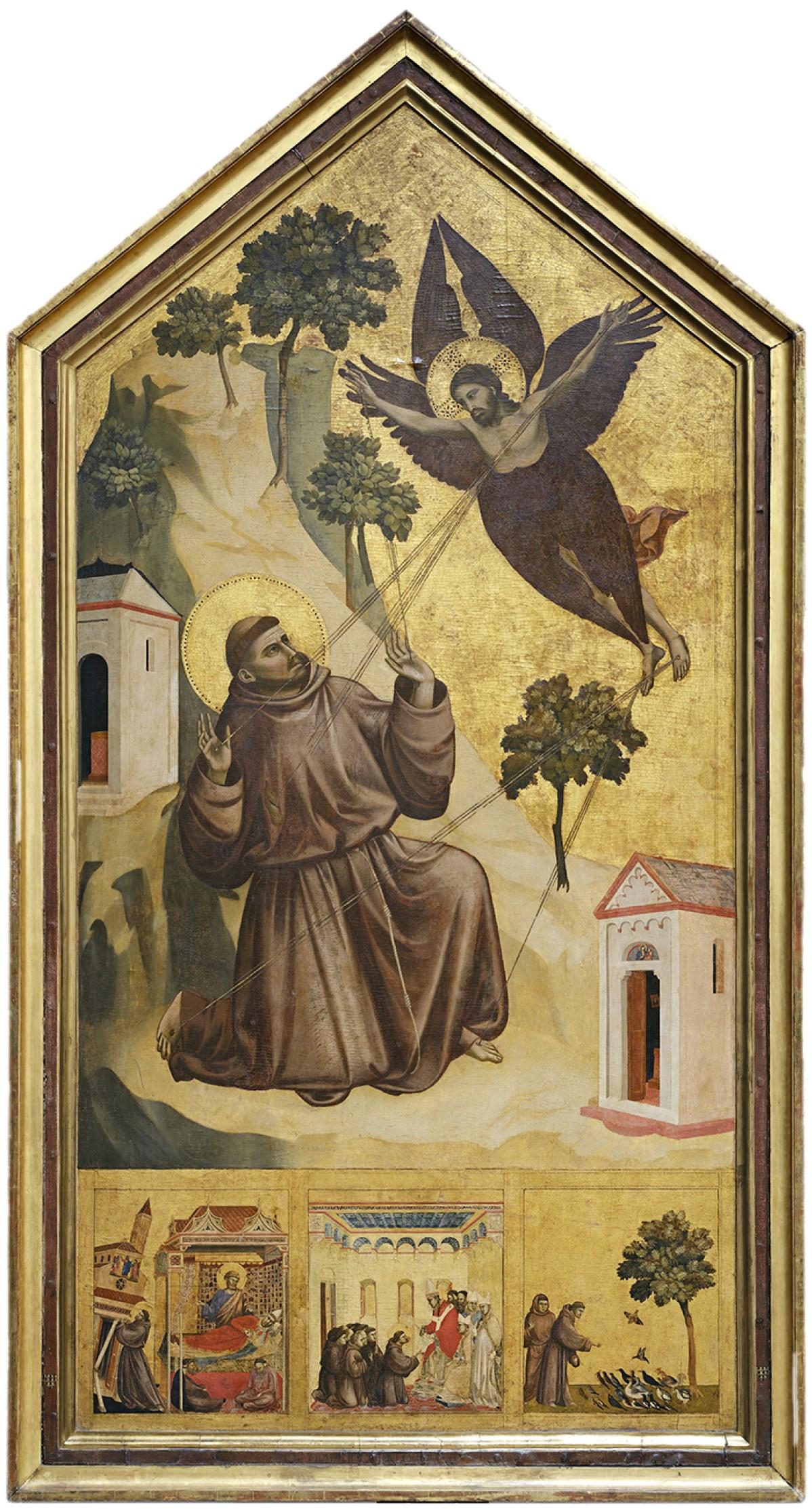 Saint Francis receiving the Stigmata, a panel painting in tempera by the Italian artist Giotto, today in the Mus&eacute;e du Louvre in Paris. Photo: Wikipedia