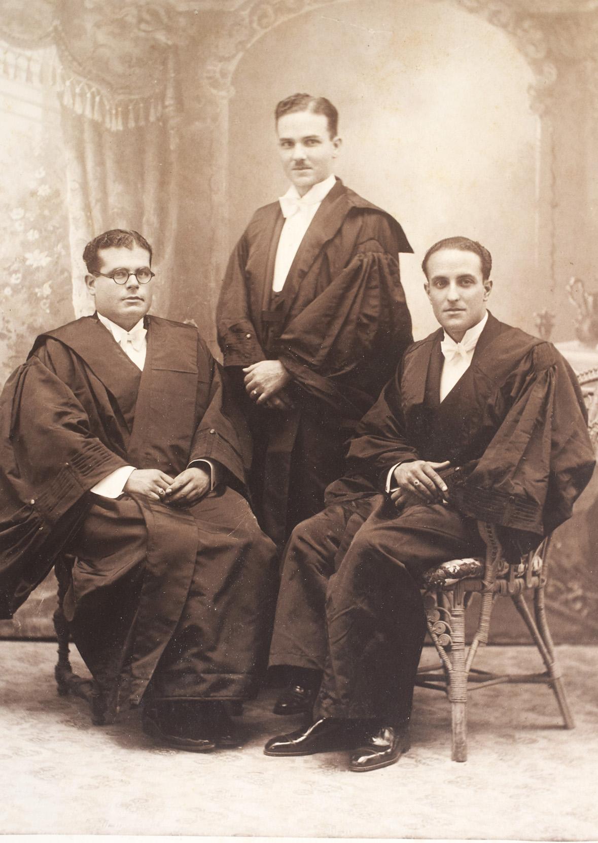 Three law graduates in 1934 &ndash; Francis Chetcuti, Joseph Xuereb and Edoardo Magri
