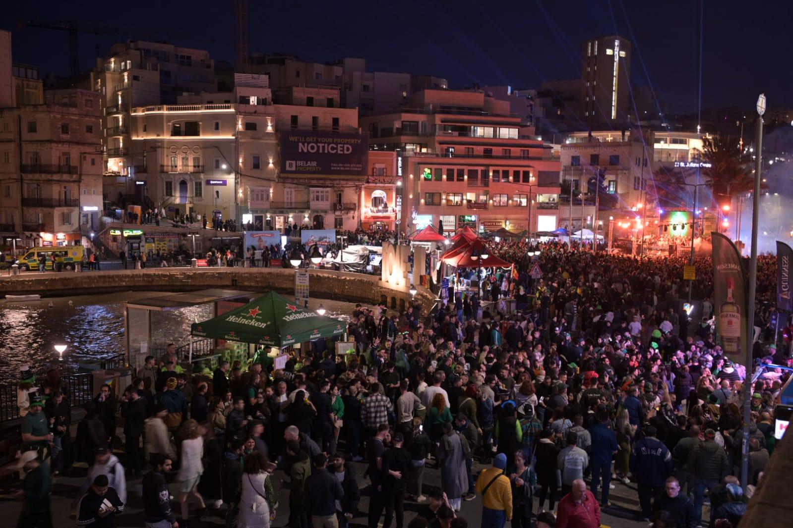 The area was filled with revellers on Tuesday night. Photo: Matthew Mirabelli.