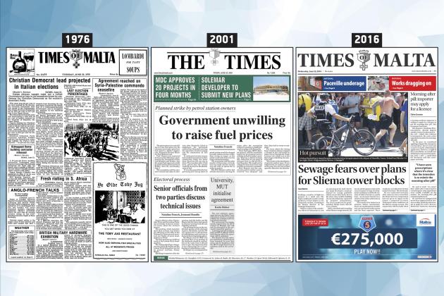 June 22: The front page of Times of Malta 10, 25 and 50 years ago