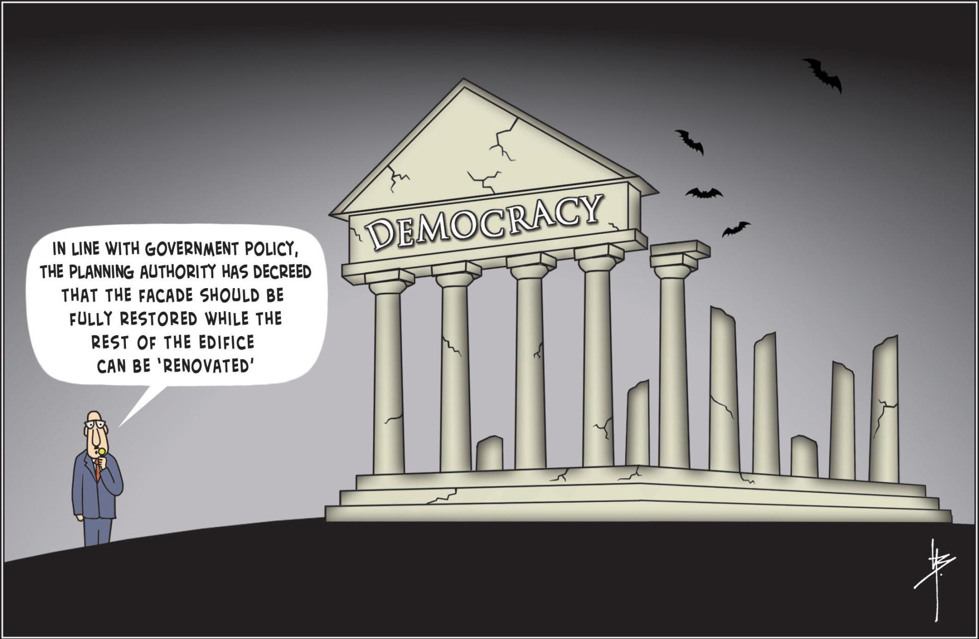 November 12, 2017 - Facadism as a metaphor for a deteriorating democracy.