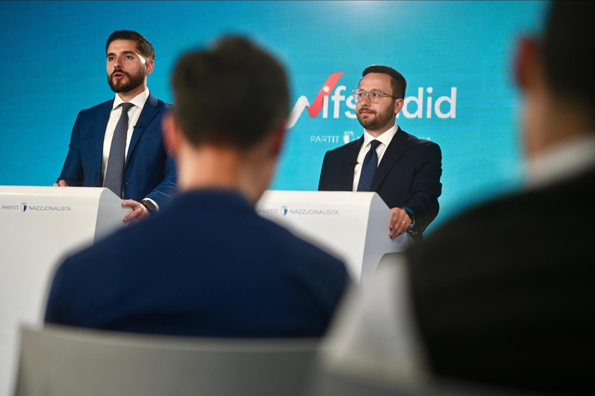 Alex Borg and Darren Carabott addressing the media on Thursday morning. Photo: Jonathan Borg