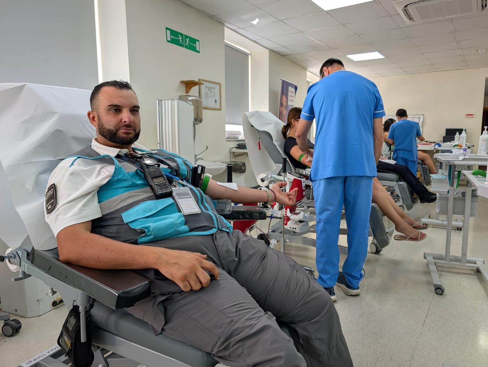 Police officers responded to the Malta Police Union's appeal to donate blood for their injured colleagues. Photo: Chris Sant Fournier