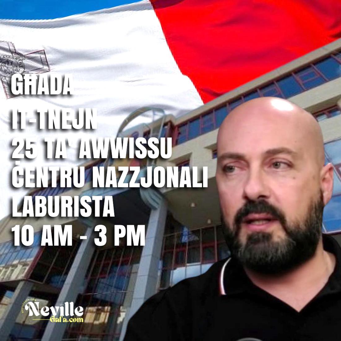 Gaf&agrave;&rsquo;s social media shows he is fulfilling a customer care role for the Labour Party in Gozo but now also in Malta. Photo: Facebook/ Neville Gaf&agrave;
