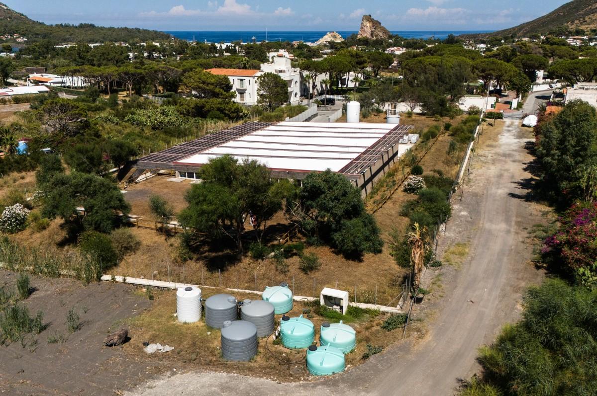 Drinking water and sea water cisterns near the desalination plant on Vulcano island. Photo: AFP