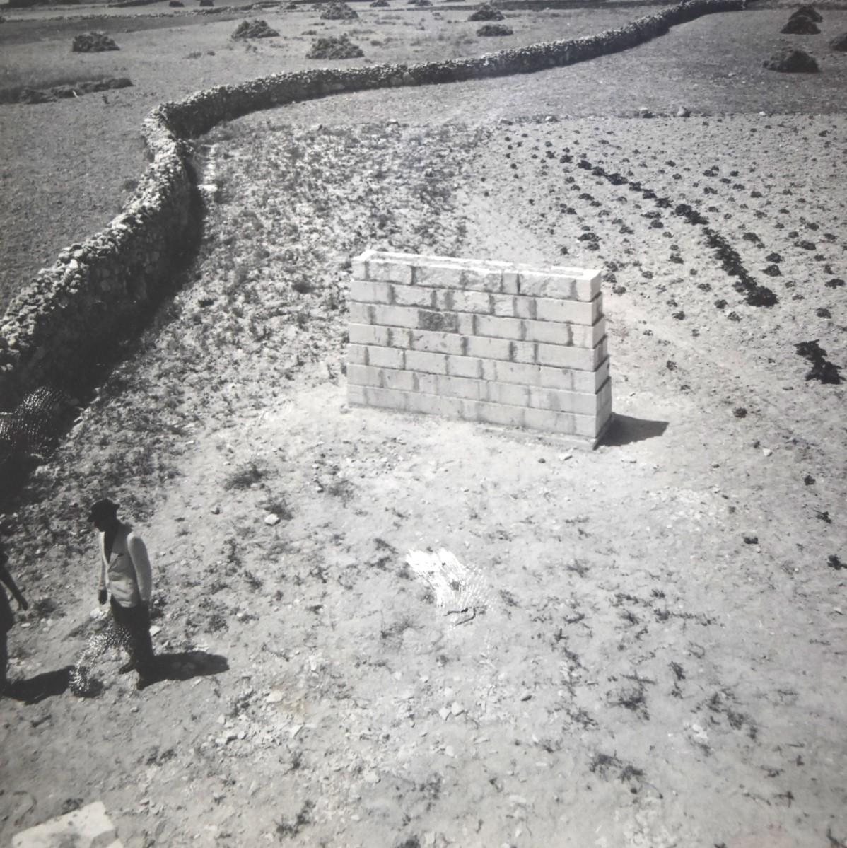 A blast wall constructed for testing purposes.