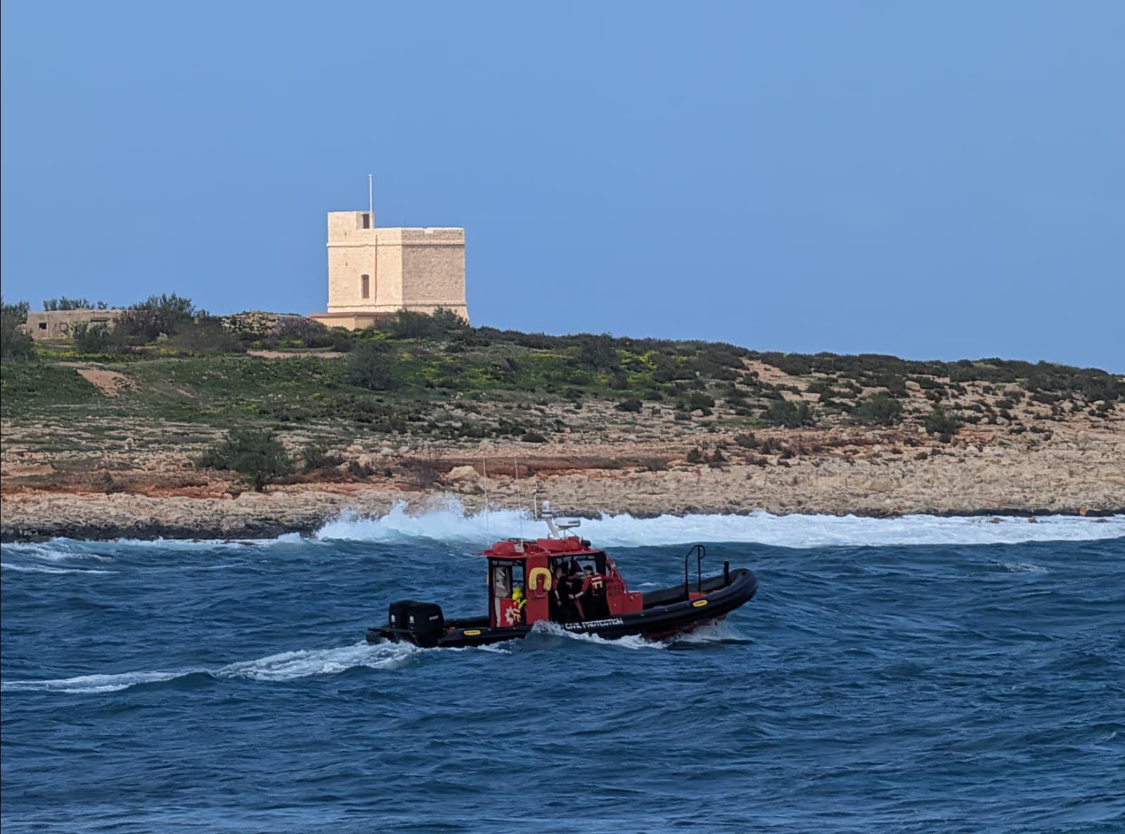 A civil protection patrolling the area on Tuesday. Photo: Chris Sant Fournier