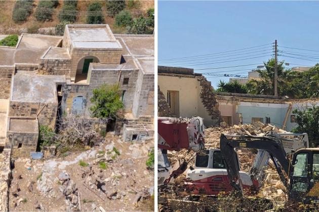Watch: Ġgantija Heights farmhouse destroyed to make way for apartments