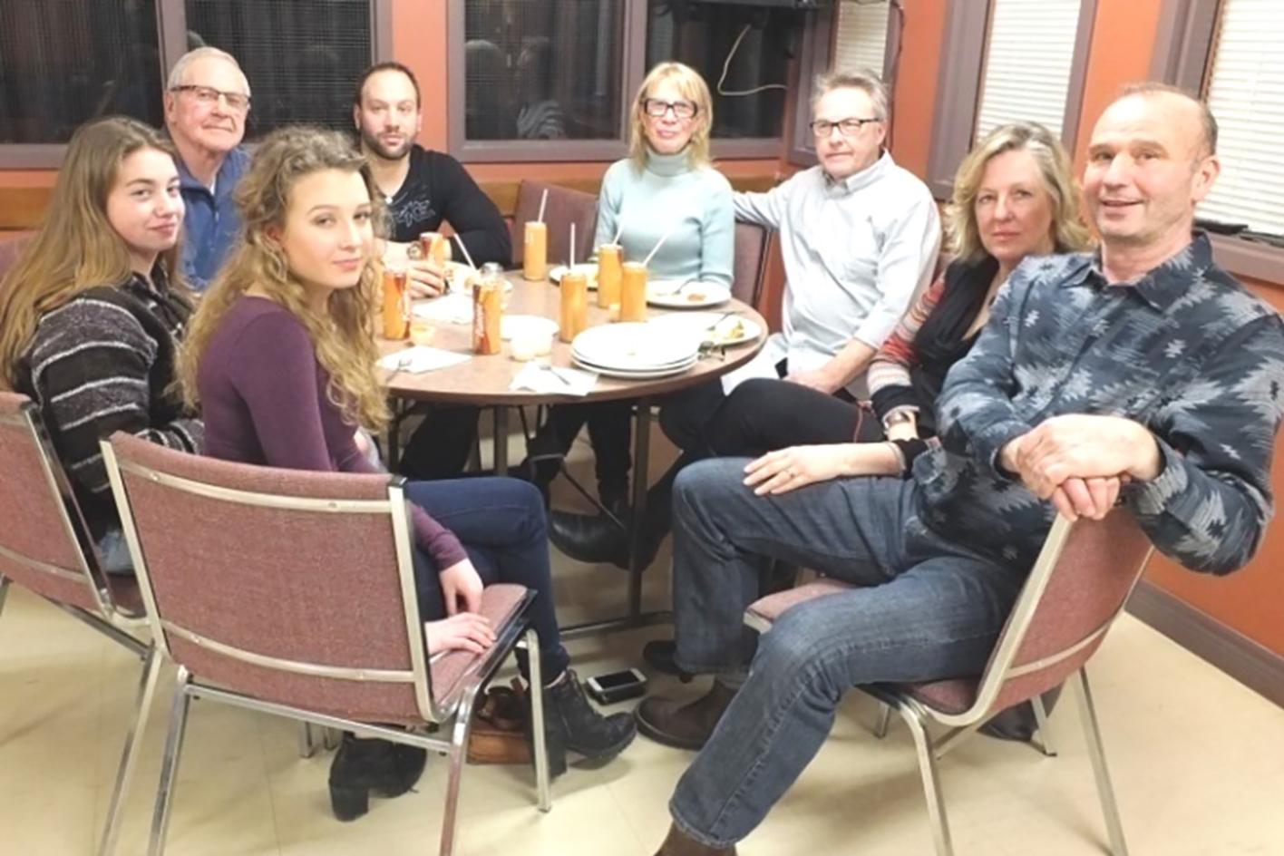 Olivia Caruana (front left), Natalie (Olivia&rsquo;s friend), Murray Taylor, Michael Caruana, Pat and Bill (Murray and Yvonne&rsquo;s friends) and Linda and Tony Caruana.