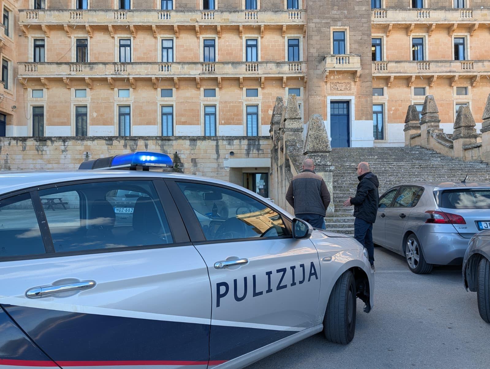 Police outside the school on Monday morning. Photo: Chris Sant Fournier