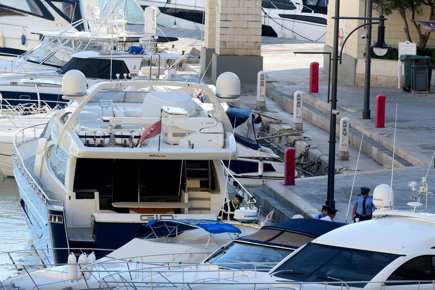 Yorgen Fenech's boat at Portomaso. Photo: Jonathan Borg