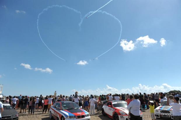 Members of the Swiss Air Force PC-7 display team make a heart during their display during the Malta International Airshow on September 27. Photo: Matthew Mirabelli