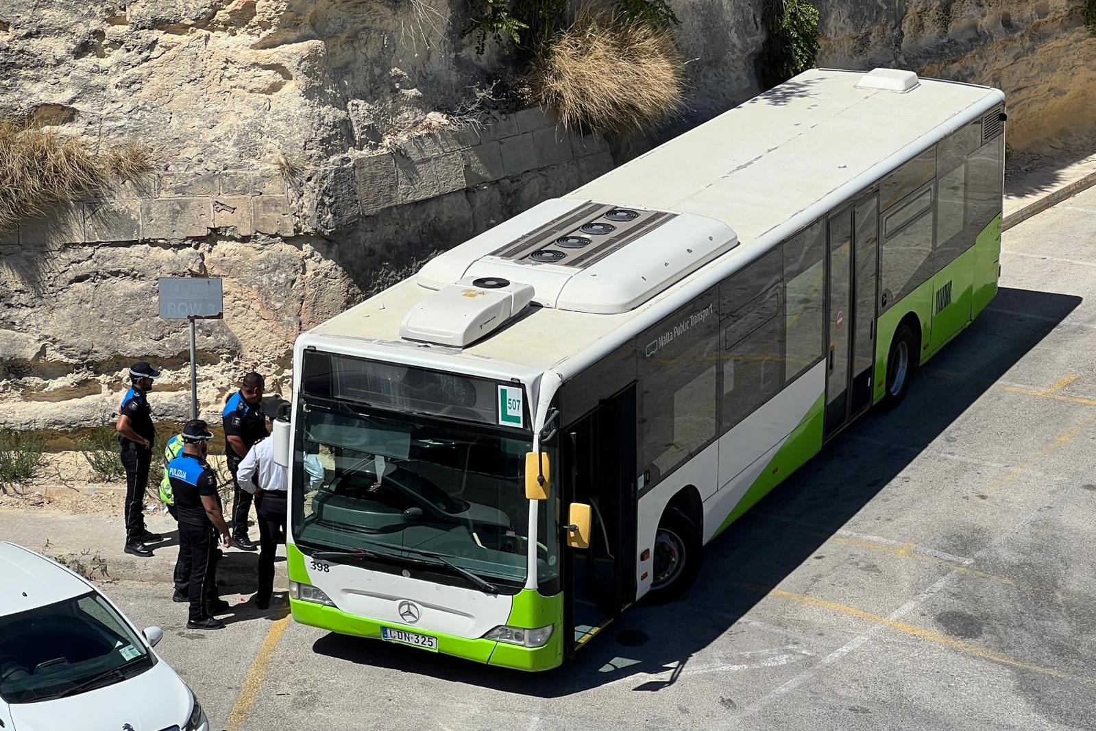 The man was caught between the bus and a wall. Photo: Chris Sant Fournier