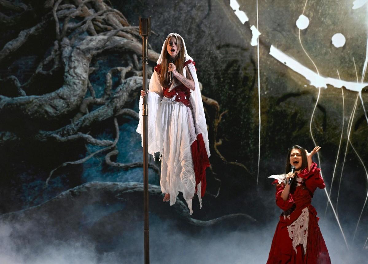 How does she do that? Croatia's Lelek performing during the Eurovision Final. Photo: AFP