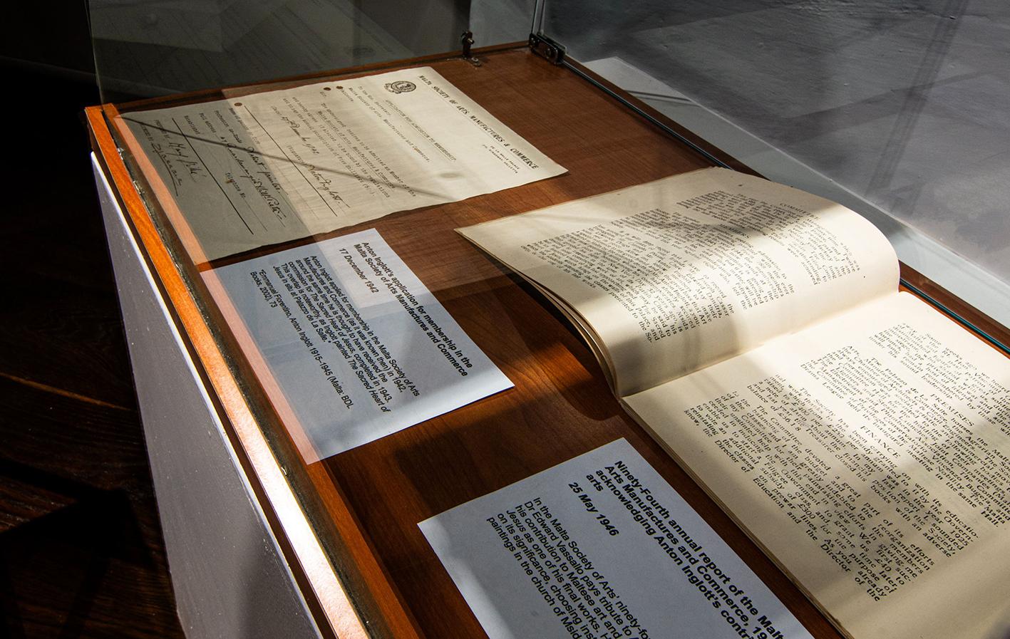 Some artefacts connecting Anton Inglot to the Malta Society of Arts.