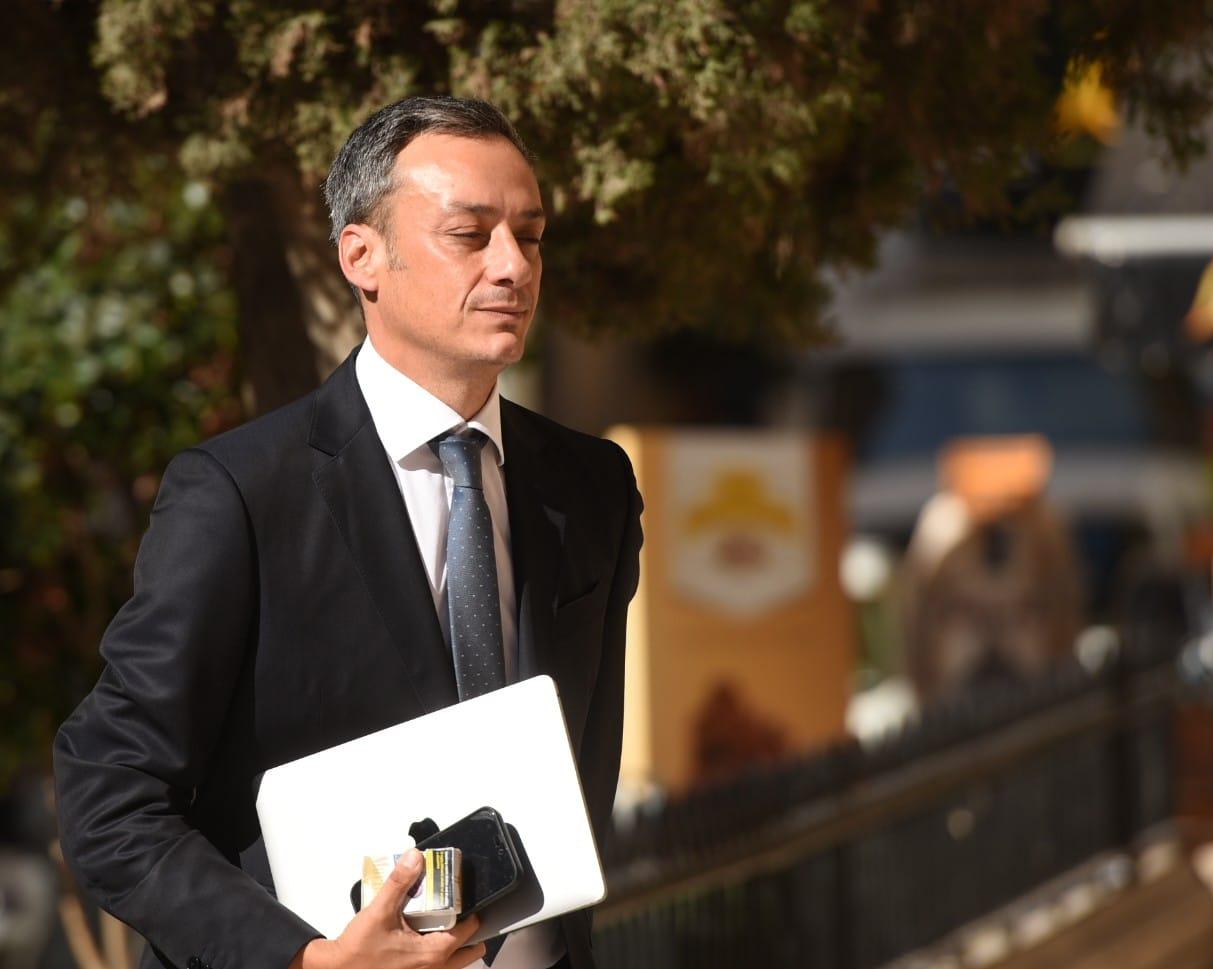 Defence lawyer Gianluca Caruana Curran entering court on Monday.