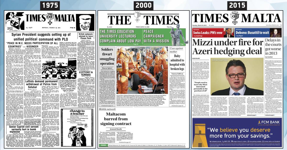 March 10: The front page of Times of Malta 10, 25 and 50 years ago