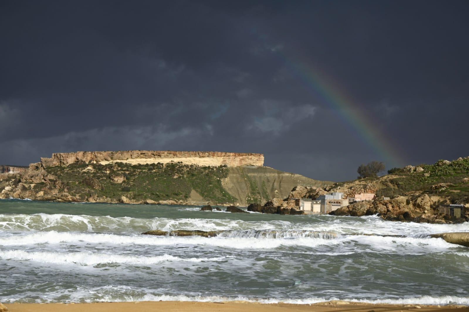 The day started off with rain and hail in some parts of the island, with a short reprieve in the late morning.&nbsp;Photo by Matthew Mirabelli at Ġnejna.