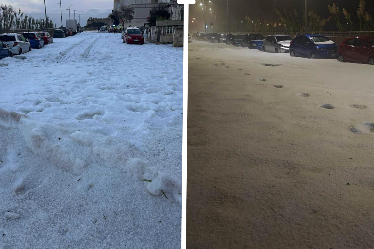 Hail covered streets in Mtarfa and Rabat. Photo: CPD